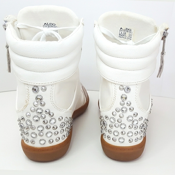 90s ALDO💗High Top White Sneaker| Studded Rhinestones - Picture 4 of 12